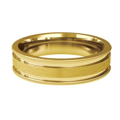 Patterned Designer Yellow Gold Wedding Ring - Espacio
